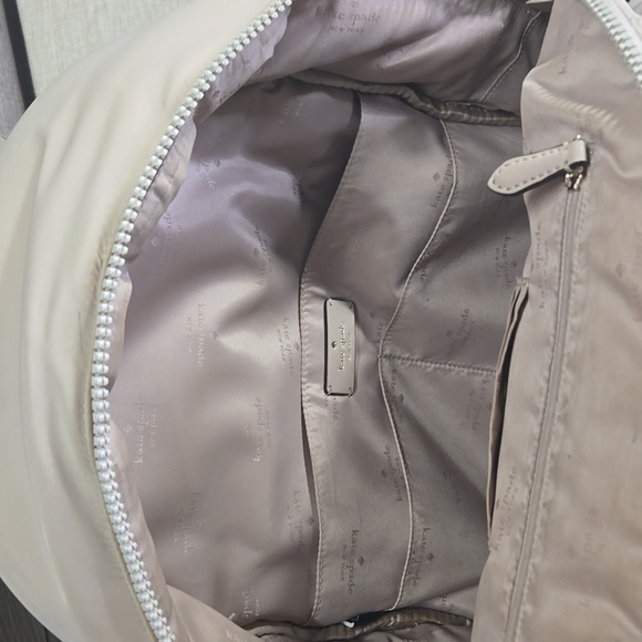Kate Spade Ella Ksnyl Puffy  Warm Beige Padded Nylon Backpack - Picture 9 of 10